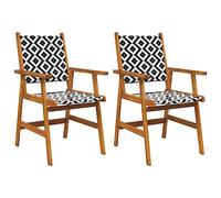 vidaXL 2X Bois d'Acacia Solide Chaises de Jardin Fauteuils de Patio Chaises d'Extérieur Sièges de Terrasse Fauteuils à Dîner d'Extérieur