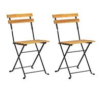 vidaXL 2X Bois d'Acacia Solide Chaises Pliables de Jardin Sièges de Salle à Manger d'Extérieur Chaises de Patio Balcon Terrasse Acier