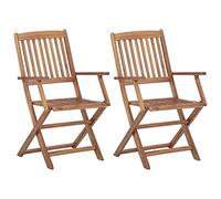 vidaXL 2X Bois d'Acacia Solide Chaises Pliables d'Extérieur Fauteuils de Salle à Manger de Jardin Chaises de Patio Meubles de Terrasse