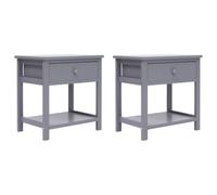 vidaXL 2X Bois de Paulownia Tables de Chevet Table de Nuit Armoire de Chevet avec 1 Tiroir et 1 Etagère Chambre à Coucher Gris 40x29x42 cm