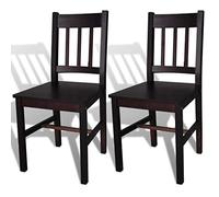 vidaXL Chaises à manger – Lot de 2, marron foncé (pinède)