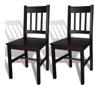 vidaXL 2x Bois de Pin Chaise Salle à Manger Marron Foncé Chaise de Cuisine 241516
