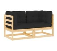 Vidaxl Canapés D'angle De Jardin 2pcs Avec Coussins Bois De Pin Massif
