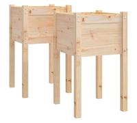 vidaXL 2X Bois de Pin Massif Jardinières d'Extérieur Bacs à Fleurs Lits Surélevés Pots de Plantes de Jardin Balcon Terrasse Patio 40x40x70 cm