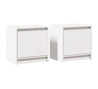 vidaXL 2X Bois de Pin Massif Tables de Chevet Tables de Nuit Armoires de Chevet Armoires de Lit Chambre à Coucher Intérieur Blanc 40x30,5x40 cm