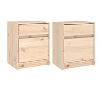vidaXL 2X Bois de Pin Massif Tables de Chevet Tables de Nuit Armoires de Chevet Armoires de Lit Chambre à Coucher Intérieur 40x31x50 cm
