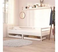 vidaXL 2x Bois de Pin Massif Tiroirs de Lit Unité de Rangement de Lit Accessoires de Chambre à Coucher Salon Salle de Séjour Maison Intérieur Blanc Blanc G