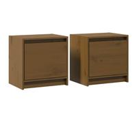 vidaXL 2X Bois de Pin Tables de Chevet Tables de Nuit Armoires de Chevet Armoires de Lit Chambre à Coucher Intérieur Marron Miel 40x30,5x40 cm