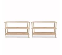 vidaXL 2X Bois de Sapin Solide Range-Chaussures à 3 Etagères Meuble Rangement