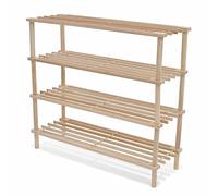 vidaXL 2X Bois de Sapin Solide Range-Chaussures à 4 Etagères Meuble Rangement