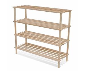 vidaXL 2X Bois de Sapin Solide Range-Chaussures à 4 Etagères Meuble Rangement