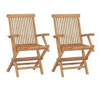 vidaXL 2X Bois de Teck Massif Chaises de Jardin Pliables Fauteuils de Salle à Manger de Terrasse Chaises à Dîner de Patio Fauteuils d'Extérieur