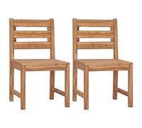 vidaXL 2X Bois de Teck Solide Chaises de Jardin Chaises de Salle à Manger de Patio Sièges de Patio Chaises à Dîner de Terrasse Extérieur