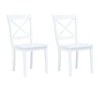 vidaXL 2x Bois d'Hévéa Massif Chaises de Salle à Manger Chaises à Dîner Chaises de Repas Chaises de Cuisine Chaises de Salon 247356