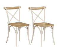 vidaXL Chaises à dossier croisé Lot de 2 Bois de manguier solide Blanc 247315