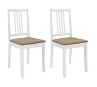 vidaXL 2x Bois Solide Chaise à Dîner et Coussins Blanc et Crème Salle à Manger 247634