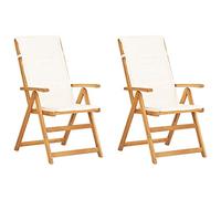 vidaXL 2X Bois Solide d'Acacia Chaises Inclinables de Jardin Chaises Inclinables de Patio Chaises Inclinables d'Extérieur Arrière-Cour Marron