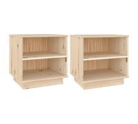 vidaXL 2X Bois Solide de Pin Tables de Chevet Tables de Nuit Armoires de Chevet Armoires de Lit Chambre à Coucher Intérieur 40x34x40 cm