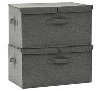 vidaXL 2X Boîtes de Rangement Coffres de Rangement Pliables Organisateurs Conteneurs Stockage Chambre Maison Intérieur Tissu 50x30x25 cm Anthracite