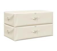 vidaXL 2x Boîtes de Rangement Coffres de Rangement Pliables Organisateurs Conteneurs Stockage Chambre Maison Intérieur Tissu 70x40x18 cm Crème
