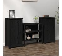 vidaXL 2x Buffets Armoires de Rangement Meubles de Rangement Armoires Latérales Salle de Séjour Salon Noir 39x35x80 cm Bois 813733