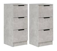 vidaXL 2X Buffets Armoires de Rangement Meubles de Rangement Armoires Latérales Tableds de Chevet Salon Gris Béton 30x30x70 cm Bois d'Ingénierie