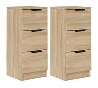 vidaXL 2X Buffets Armoires de Rangement Meubles de Rangement Armoires Latérales Tableds de Chevet Salon Chêne Sonoma 30x30x70 cm Bois d'Ingénierie