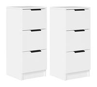 vidaXL 2X Buffets Armoires de Rangement Meubles de Rangement Armoires Latérales Tableds de Chevet Salon Blanc 30x30x70 cm Bois d'Ingénierie