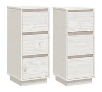 vidaXL 2X Buffets Armoires de Rangement Organisateurs de Maison Meubles de Rangement Armoires de Salon Blanc 32x34x75 cm Bois Massif de Pin