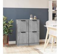 vidaXL 2x Buffets Armoires Latérales Armoires de Rangement Meubles de Chambre à Coucher Intérieur Sonoma Gris 30x30x70 cm 817021
