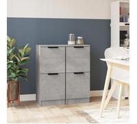 vidaXL 2x Buffets Armoires Latérales Organisateurs de Maison Meubles de Rangement Salon Intérieur Gris Béton 30x30x70 cm 811178
