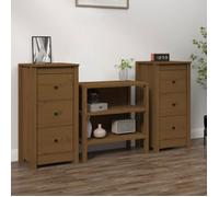 vidaXL Buffets 2 pcs en bois massif de pin marron miel 40x35x80 cm