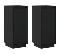 vidaXL 2X Buffets Armoires Latérales Organisateurs de Maison Meubles de Rangement Salon Intérieur Noir 31,5x34x75 cm Bois Massif de Pin