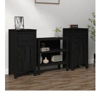vidaXL Buffets 813763 – Bois massif de pin Noir 40x35x80 cm (2 pièces)