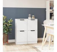 vidaXL 2x Buffets Armoires Latérales Tables d'Appoint Tables de Chevet Chambre à Coucher Salle de Séjour Intérieur Blanc 811170