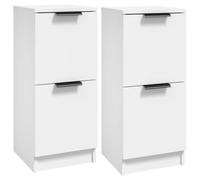 vidaXL 2X Buffets Armoires Latérales Tables d'Appoint Tables de Chevet Chambre à Coucher Salle de Séjour Intérieur Blanc 30x30x70 cm Bois d'Ingénierie