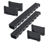 vidaXL 2x Caniveau de Drainage avec Grille Plastique 2 m Canal de Drain