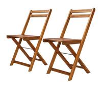 vidaXL 2X Chaise de Bistro Bois Massif d'Acacia Pliable Chaise de Jardin