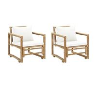 vidaXL Chaises de jardin 2 pcs avec coussins et oreillers Bambou