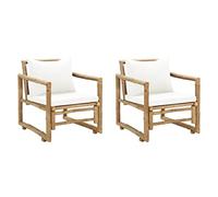 vidaXL Chaise de jardin en bambou – Lot de 2 fauteuils d'extérieur 43158