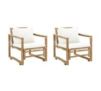 vidaXL Chaises de jardin 2 pcs avec coussins et oreillers Bambou