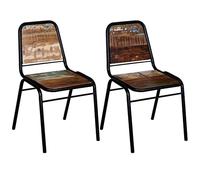 vidaXL 2X Chaise de Salle à Manger Bois Recyclé Massif 44x59x89 cm Cuisine
