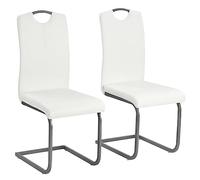 Vidaxl Chaises De Salle À Manger Cantilever 2 Pcs Blanc Similicuir Blanc