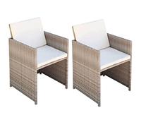 Vidaxl Chaises De Jardin 2 Pcs Avec Coussins Résine Tressée Beige Beige