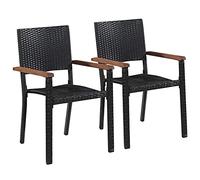 Chaise d'extérieur 2 pcs Résine tressée Noir
