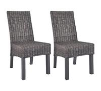 Chaises À Dîner 2 Pcs Marron Rotin Kubu Et Bois De Manguier Marron