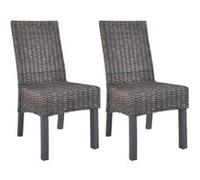 vidaXL 2X Chaise de Salle à Manger Rotin Kubu Bois d'acajou Dîner Cuisine