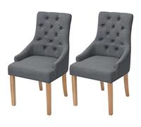 vidaXL Chaises à manger Lot de 2, tissu gris foncé