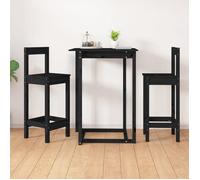 2x Chaises de Bar Noir 40x40x78 cm Bois de Pin Solide Bistro Cuisine vidaXL