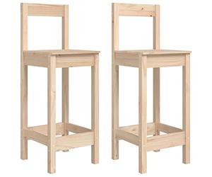vidaXL 2X Chaises de Bar Tabourets de Bar Chaises de Cuisine Salle à Manger Meubles de Bistro Maison Intérieur 40x41,5x112 cm Bois de Pin Solide